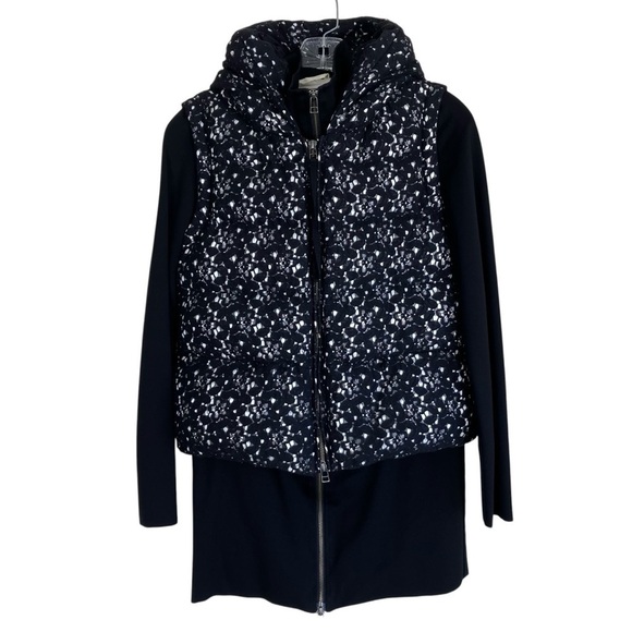 EIN Down Filled Hooded Vest & Scuba Jacket 2in1 Twofer Black Lace Zip-up 36 / XS - Picture 1 of 16